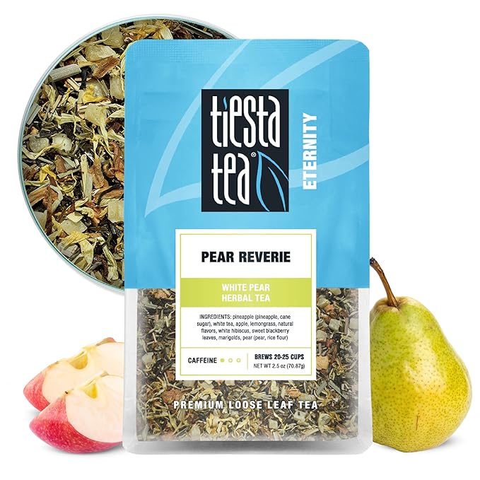 Tiesta Tea - Pear Reverie Tea, Loose Leaf, White Pear Herbal Tea, Premium Low Caffeine Tea Blend, Make Hot or Iced & Up to 25 Cups, 2.5 oz Resealable Pouch - Bloomnest
