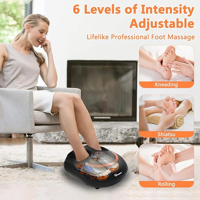 Foot Massager with Heat Shiatsu Foot Massager with Remote Deep Kneading Relief for Tired Electric Feet Massage Machine for Home and Office Gifts for Mom Dad Black - Bloomnest