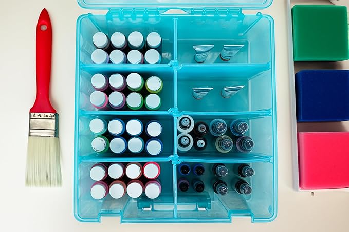 ArtBin 6990AA Super Satchel Double Deep Compartment Box - Art Storage with 8 Removable Compartments, Smart Closure for Craft Supplies (Aqua Mist- Pack of 1) - Bloomnest