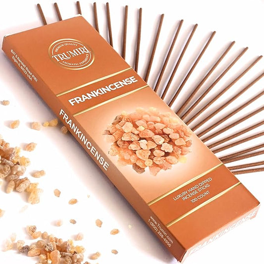 Frankincense Incense Sticks - Pack of 100 Insence-Sticks for Catholic Christian Church - Made with Natural Non Toxic Incienso - Scented Insense Spiritual Agarbatti Incents TRUMIRI
