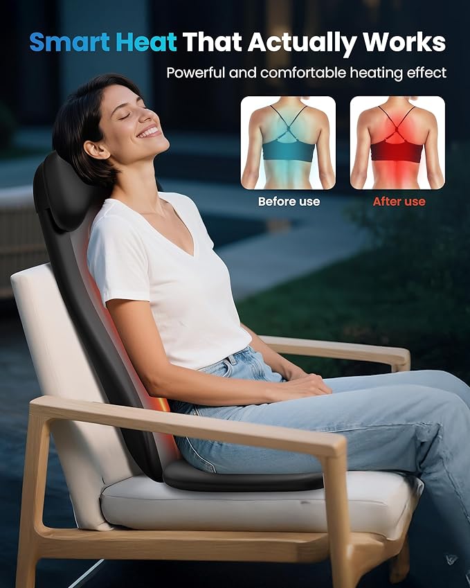 COMFIER Shiatsu Massage Cushion with Heat,2D/3D Shiatu Back Massager with App Control,Deep Tissue Kneading Massage Chair Pad with Vibration,Back Massager for Chair,Gifts for Dad,Mom - Bloomnest