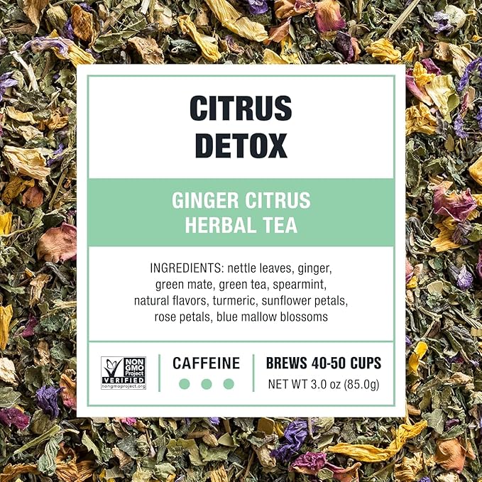 Tiesta Tea - Ginger Citrus Herbal Loose Leaf Tea, Lemon Ginger with Mint and Chamomile, Caffeine-Free, Hot or Iced, Refillable Tin, Makes Up to 50 Cups, 3 Ounce - Bloomnest
