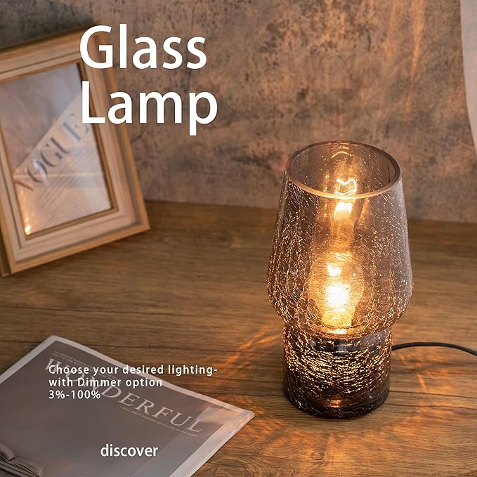 Mushroom Lamp,Mother's Day Gifts,Small Table Lamp,Cute Nightstand Kitchen Mini Lamp,Glass Table Lamp,Suitable for Bedrooms, Kitchens, Living Rooms, Bedside, Girl Gifts(Black) - Bloomnest