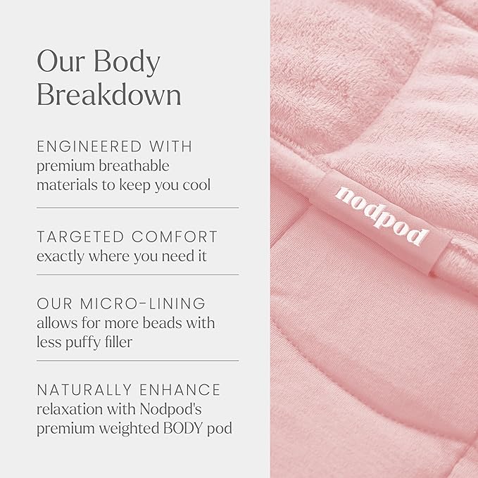Nodpod Weighted Blanket & Sleep Mask Bundle – Ultra-Soft Body Blanket with Glass Beads + Light-Blocking Eye Mask – Relaxation, Comfort, Travel & Better Sleep - Blush Pink - Bloomnest