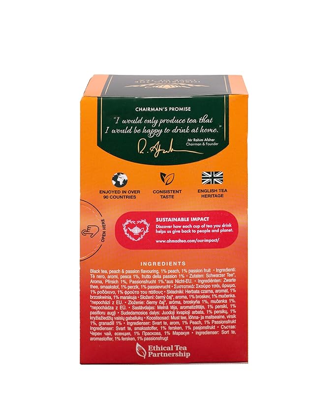 Ahmad Tea of London Peach & Passion Fruit Tea Bags 20s Box - Bloomnest