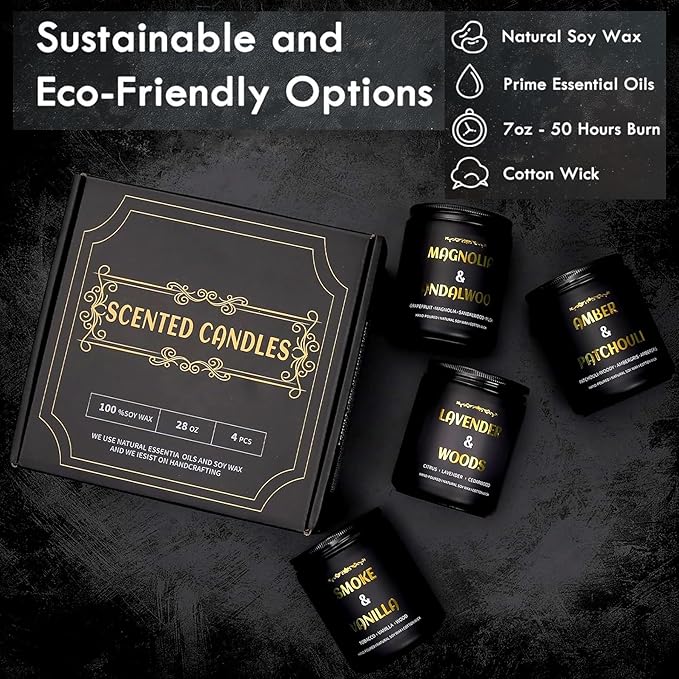 4 Pack Scented Candles for Home Scented, Vanilla Candle, Lavender Candles, 28 oz 200 Hour Long Lasting Natural Soy Wax Candle for Women Men,Birthday, Mother's Day,Anniversary,Christmas - Bloomnest