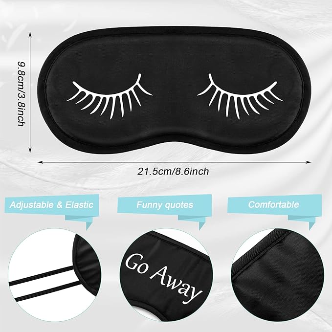 Eurzom 40 Pcs Funny Sleep Eye Mask Soft Night Sleep Mask Bulk for Sleeping Blackout Blindfolds with Adjustable Strap for Women Men Kids Travel Nap Meditation Party Gifts Favors(Black) - Bloomnest
