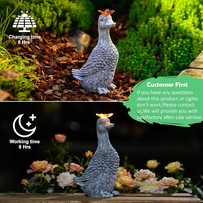 Solar Garden Statue Goose Figurine – Outdoor Decoration with Butterfly for Garden Yard Lawn Home Decor Outside : Unique Gifts for Mom Grandma - Bloomnest