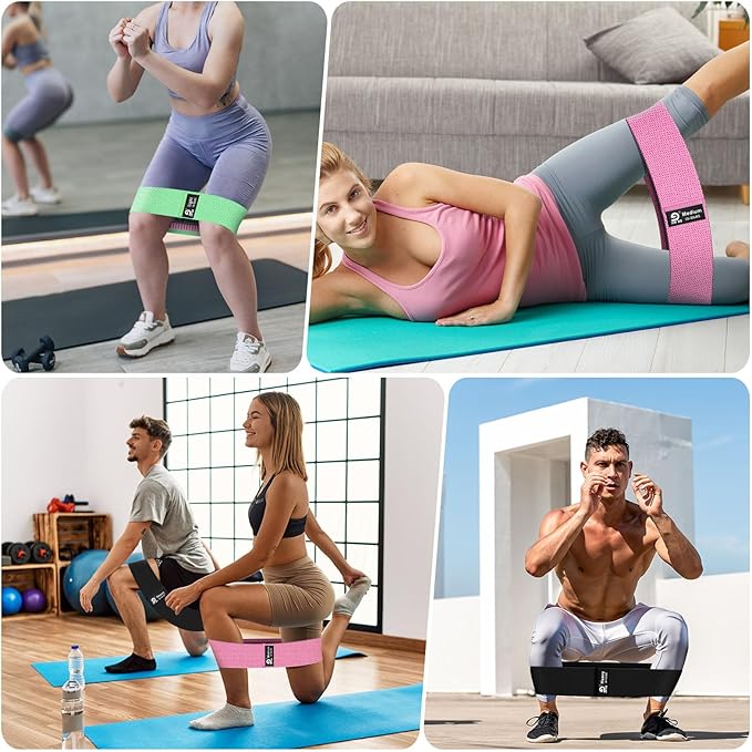 Fabric Resistance Bands Set – Booty Bands for Legs & Glutes, 3 Resistance Levels, Non-Slip Workout Bands for Women & Men, Ideal for Yoga, Pilates, Fitness, and Home Workouts - Bloomnest