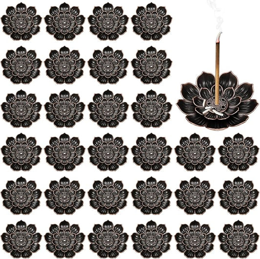 30 Packs Incense Holder Lotus Sticks Incense Burner Vintage Flower Shaped Incense Holder for Sticks Burner for Home Fragrance Yoga Sauna SPA