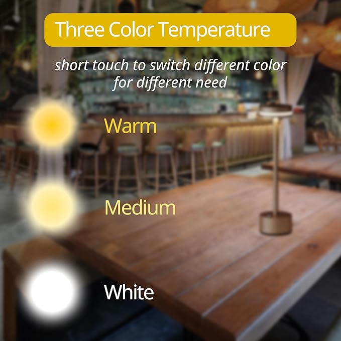 Cordless Table Lamp, Portable Rechargeable Bedside Lamp, Touch Stepless Dimmable Desk Lamp, for Home Bedroom Hotel Restaurant Bar Outdoor, 2 Set, Coffee - Bloomnest