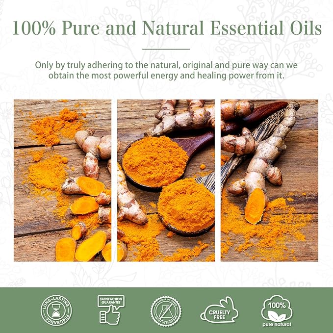 Turmeric 3.38fl.oz Essential Oil, PHATOIL Pure Aromatherapy Oils for Diffuser, Humidifier, Perfect for DIY Soap, Candle, Bath Bombs Making(100ml) - Bloomnest