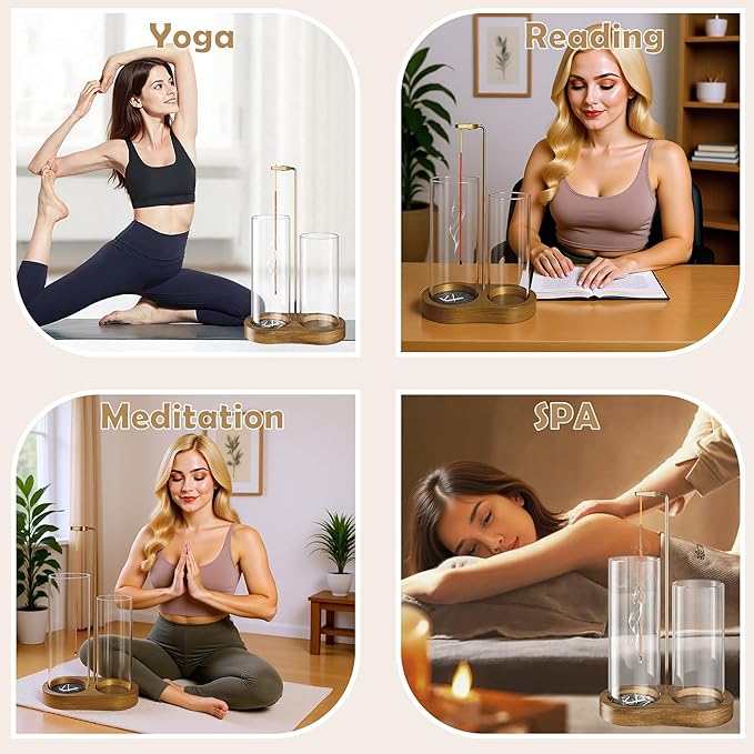 2 in 1 Incense Holder for Sticks with Glass Ash Catcher, Anti-Ash Flying Upside Down Insence Stick Burner, Modern Vertical Inscents-Sticks Holder for Yoga Spa Meditation Home Decor - Bloomnest