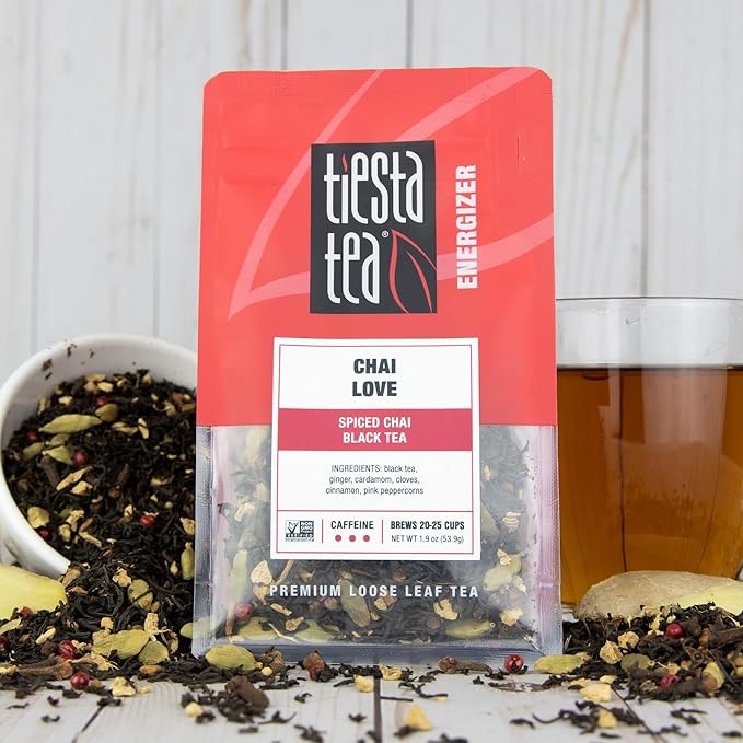 Tiesta Tea - Chai Love Tea | Spiced Chai Black Tea | Premium Loose Leaf Tea Blend | High Caffeinated Black Tea | Make Hot or Iced Tea & Brews up to 25 Cups - 1.9 Ounce Resealable Pouch - Bloomnest