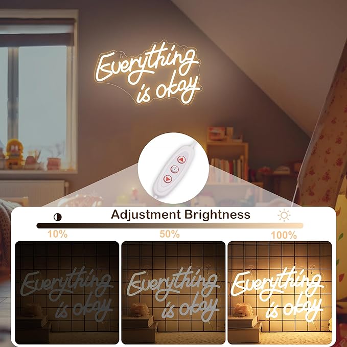 Attivolife Everything Neon Sign for Wall Decor, Light up Inspire LED Lamp with Dim USB Powered, Encourage Gifts Unique Decor for Home Living Room Shop Teahouse Birthday Christmas Day - Bloomnest