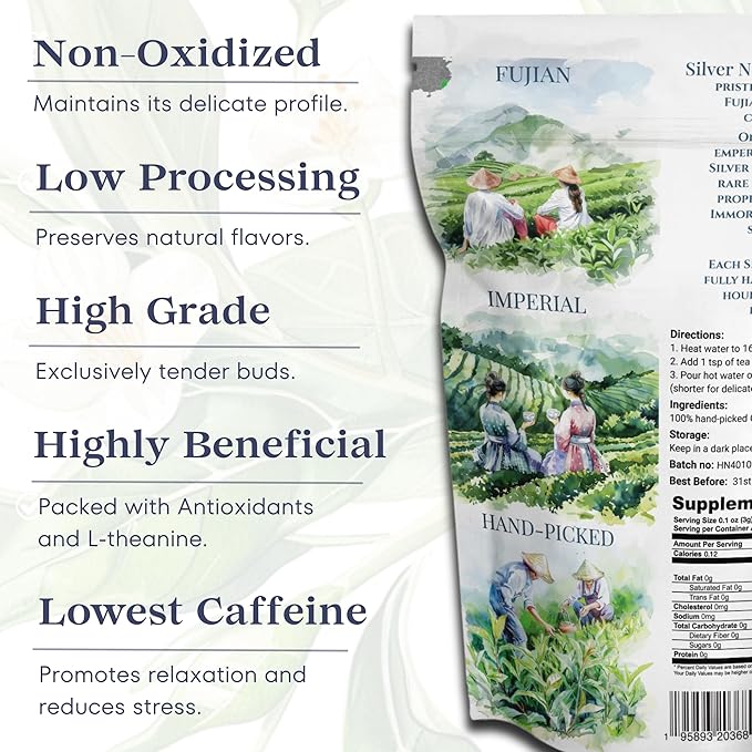 TODICAMP Premium Silver Needle Tea - 3 oz of Premium White Tea Loose Leaf - Bloomnest