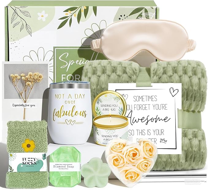 Birthday Gifts for Women, Self Care Gift Get Well Soon Gifts Basket for Women, Flower Relaxing Spa Gift Basket Bath Set,Unique Luxury Self Care Box Gift for Mom Her Wife Sister Girlfriend, Girl Friend