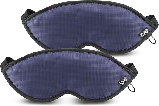 Lewis N. Clark Comfort Eye Mask + Sleep Aid to Block Light for Travel, Airplane, Hotel, Airport, Insomnia + Headache Relief with Adjustable Straps, 2 Pack, Blue - Bloomnest