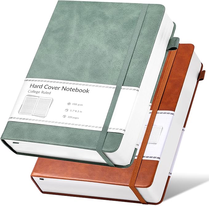 CAGIE 2 Pack Journals for Men Women- Journaling Notebooks Journals Leather for Writing Work Diary A5 Hardcover Thick - Bloomnest