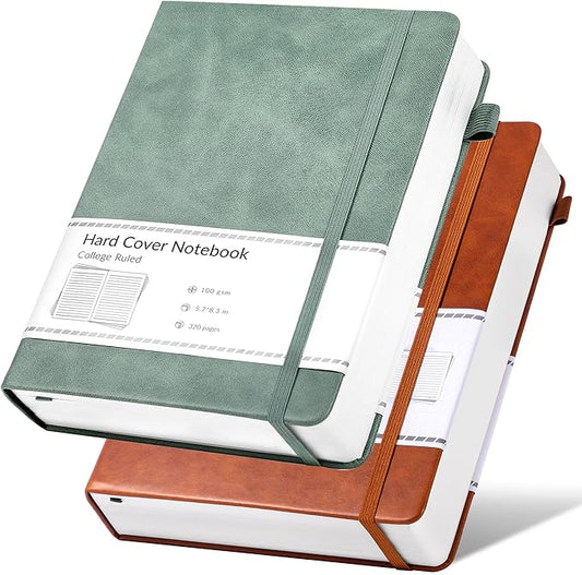 CAGIE 2 Pack Journals for Men Women- Journaling Notebooks Journals Leather for Writing Work Diary A5 Hardcover Thick - Bloomnest