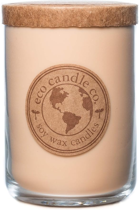 ECO CANDLE CO. Recycled Candle, Vintage Amber, 26 oz. - Scents of Wood Resin, Nutmeg, Cinnamon, & Vanilla - 100% Soy Wax, No Lead, Kraft Paper Label & Lid, Hand Poured, Midwest Grown Soybeans - Bloomnest
