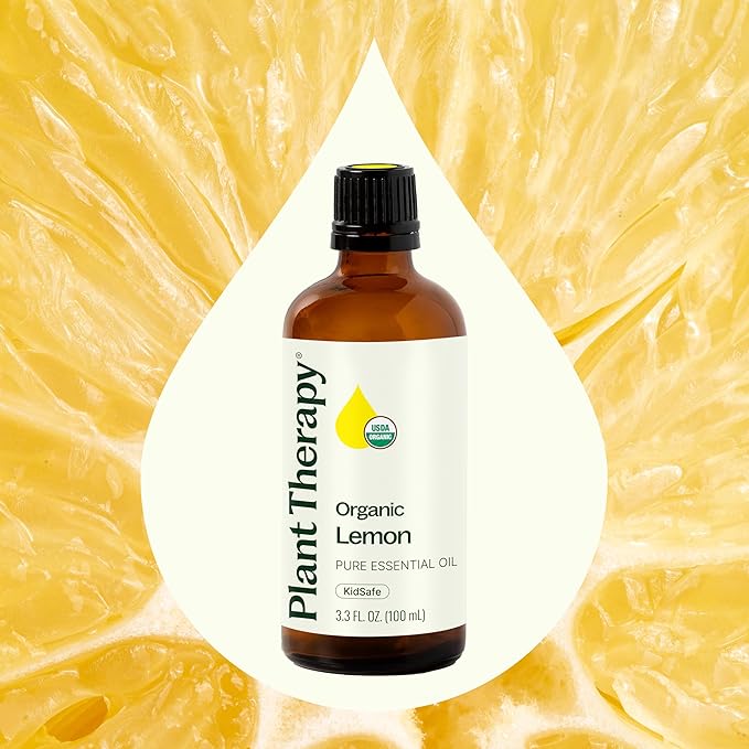 Plant Therapy Organic Lemon Essential Oil 100% Pure, USDA Certified Organic, Undiluted, Natural Aromatherapy, Therapeutic Grade 100 mL (3.3 oz) - Bloomnest