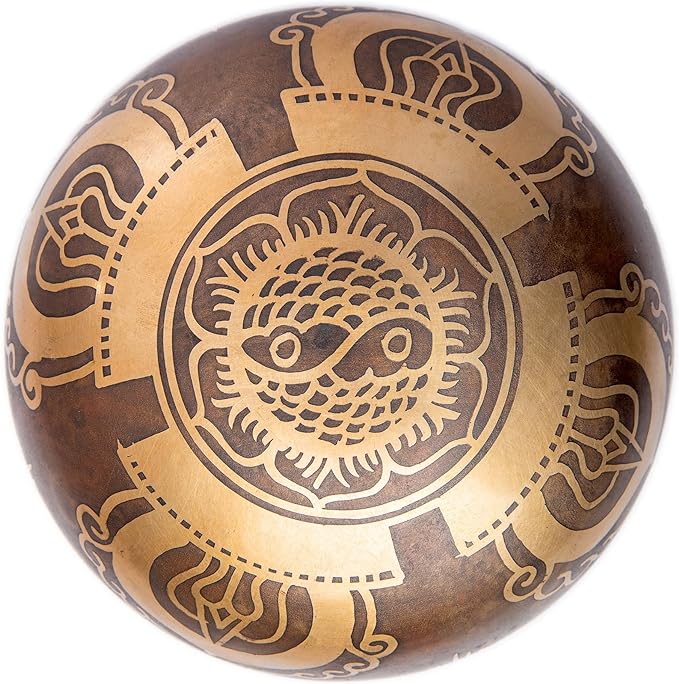 Tibetan Singing Bowl Set - Easy To Play Authentic Handcrafted For Meditation Sound Chakra Yoga Healing 4 Inches By Himalayan Bazaar (Brown and Maroon)