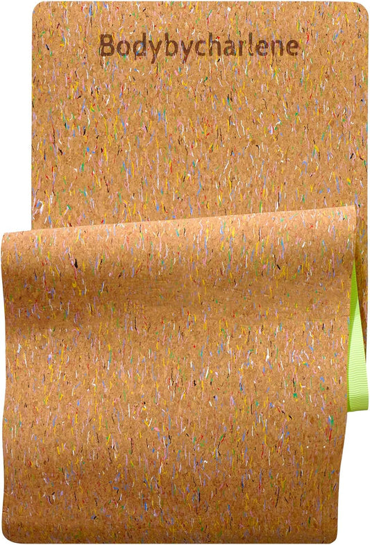 Air Cork Yoga Mat - Bodybycharlene - Non Slip, Anti Skid Cork Surface with TPE Backing - 71"X24"X10mm Thick Yoga Mats!