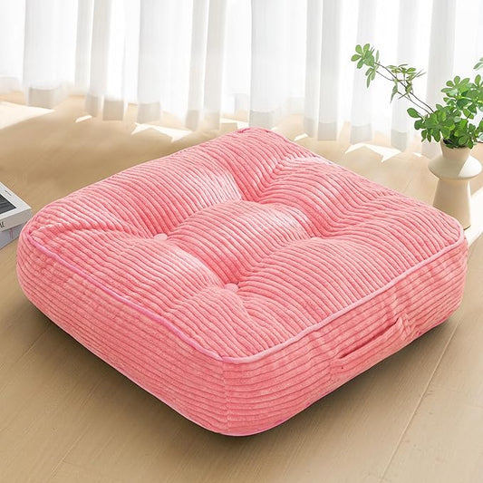 6" Washable Floor Pillow Cushion for Adults, Meditation Cushion Pillow, Large Square Floor Sitting, Removable Tufted Corduroy Cover, for Tatami Living Room or Yoga, 22x22 Inch, Machine Washable - Bloomnest