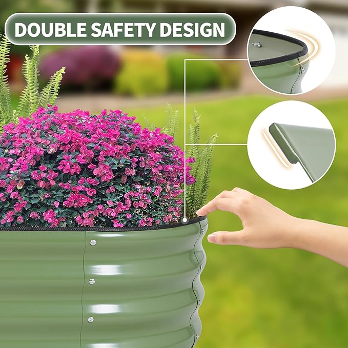 1MORE Galvanized Raised Garden Bed- Planter Garden Boxes Outdoor, Raised Beds for Gardening, 4x2x1ft Metal Garden Bed Kit for Vegetables Flower, Planter Raised Beds with Tools.Green-2pack - Bloomnest