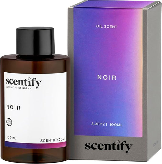 Scentify Noir Aroma Oil Refill Scent for Oil Diffusers - Bergamot, Bay Leaf, Vetiver, Cedar, Musk Scents - Luxurious Relaxing Aromatherapy Diffuser Fragrance 100ml, 3.38 oz Scentify