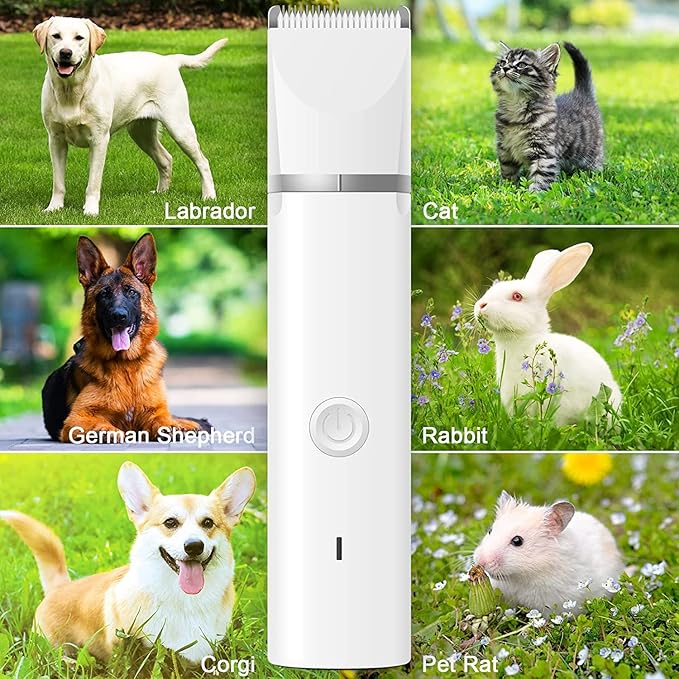 Dog Clippers Grooming Kit Hair Clipper-Low Noise Paw Trimmer- Rechargeable - Cordless Quiet Nail Grinder Shaver for Cats and Other Pets - Bloomnest