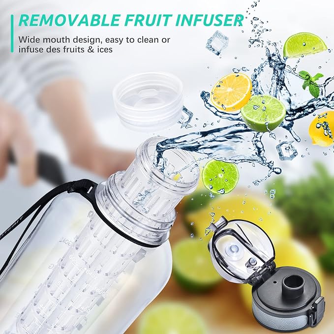 UTEBIT Fruit Infuser Water Bottle - 68 OZ Leakproof Plastic Infusion Bottle With Straw for Gym, Camping, Travel, Outdoor - Bloomnest