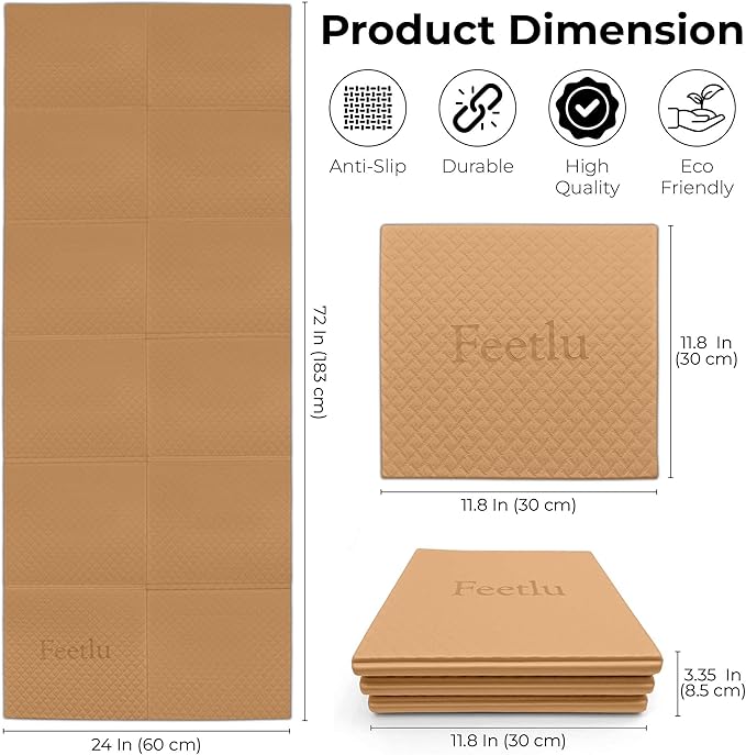 Foldable Yoga Mat, 6mm Thick, Lightweight, Anti-Slip, and Easy to Store – Perfect for Travel, Yoga, Pilates, Home Workouts, and Floor Exercises - Bloomnest