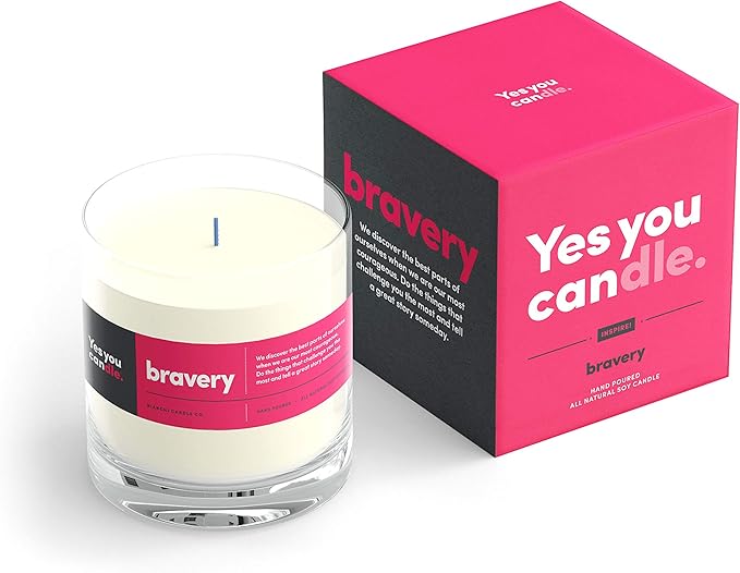Bravery, Citrus &Sage, Highly-Scented, Inspirational Soy Candle, Made in USA, Great Message, Pure Essential Oils, Aromatherapy, 8 oz - Bloomnest