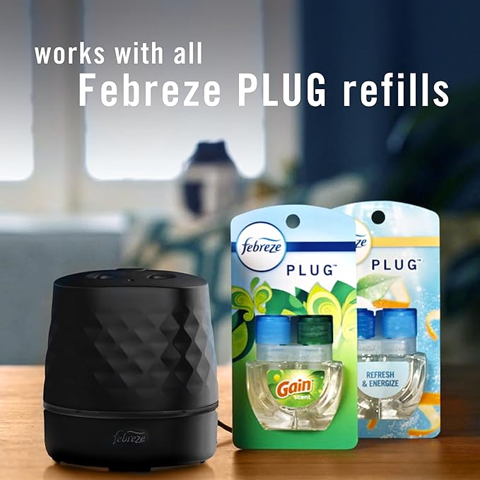 Febreze Plug Scent Booster in Black, Continuous Scent Device Oil Diffuser, Compatible with Febreze Air Freshener Plug in Refills - Bloomnest