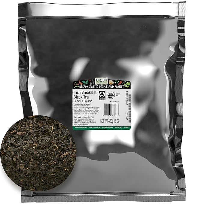 Frontier Co-op Certified Organic Fair Trade Irish Breakfast Tea, 1-Pound Bulk, Rustic, Warm & Bold Black Tea, Kosher, - Bloomnest