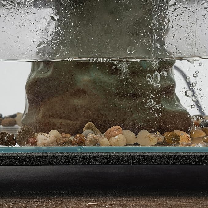 Indoor Resin Glass Fish Tank Waterfall,Desktop Rockery Waterfall Fountain with Fish Tank&Rockery for Home/Office Decor - Bloomnest