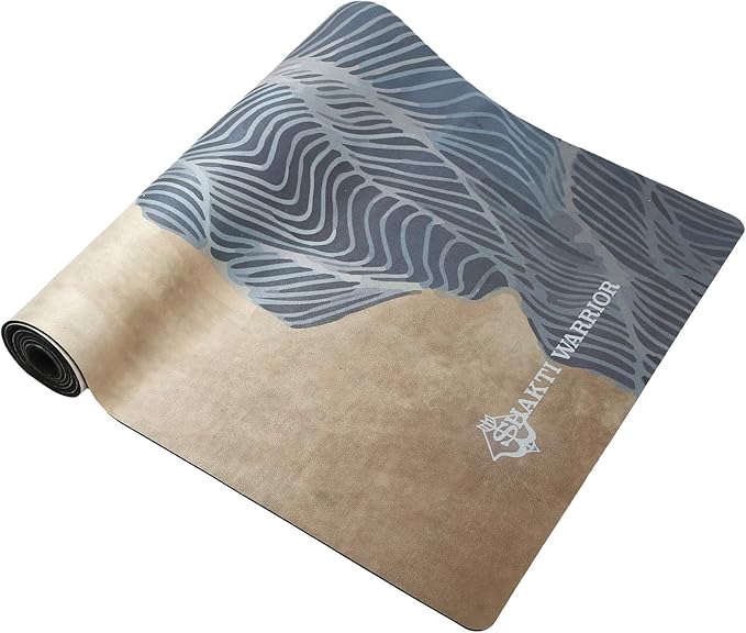 Shakti Warrior Suede yoga mat - Premium Printed Natural Eco-friendly Non-Slip Mat Great for Hot Yoga, Pilates, Workouts (72 inch x 24 inch x 3mm thick) - Bloomnest