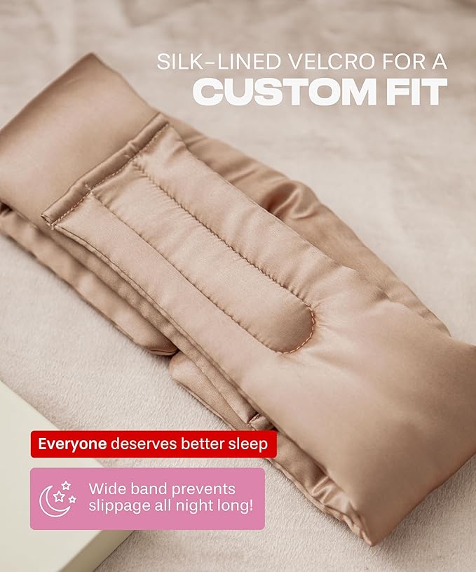 SUNDAYSILKS™ | Adjustable Silk Sleep Mask for Side Sleeper | Cloud-Like Comfort, Weighted for Deep Sleep | Soft Sleep Face Mask for Women & Men, Full Blackout, Cooling Silk Eye Mask for Sleeping