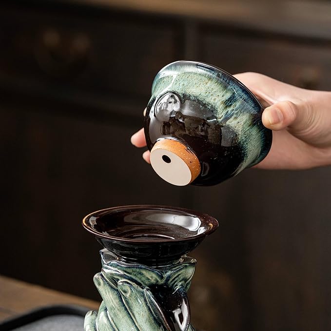 Kungfu Tea Sets Ceramic Teapot with Infuser Loose Leaf Tea Teapot with 8 cups (Gradient Hand) - Bloomnest