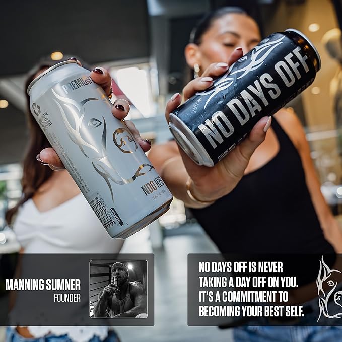 NO DAYS OFF Premium Sparkling Water - 12 Pack,16 fl oz, Unflavored - Ultra-Purified Reverse Osmosis with Gentle Carbonation, BPA-free 100% Recyclable Cans - Bloomnest