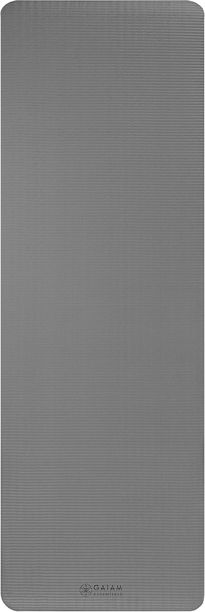 Gaiam Essentials Thick 2/5" (10mm) and Thin 1/4" (6mm) Yoga & Pilates, Fitness & Exercise Mat with Easy-Cinch Carrier Strap