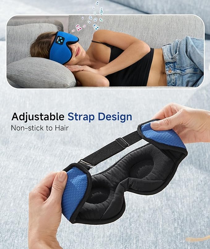 Voerou Sleeping Headphones 3D Eye Mask, Sleep Mask Bluetooth Headphone with Ultra-Thin Stereo Speakers, Sleep Headphones for Side Sleepers Office Nap Air Travel Meditation Gifts for Unisex - Bloomnest