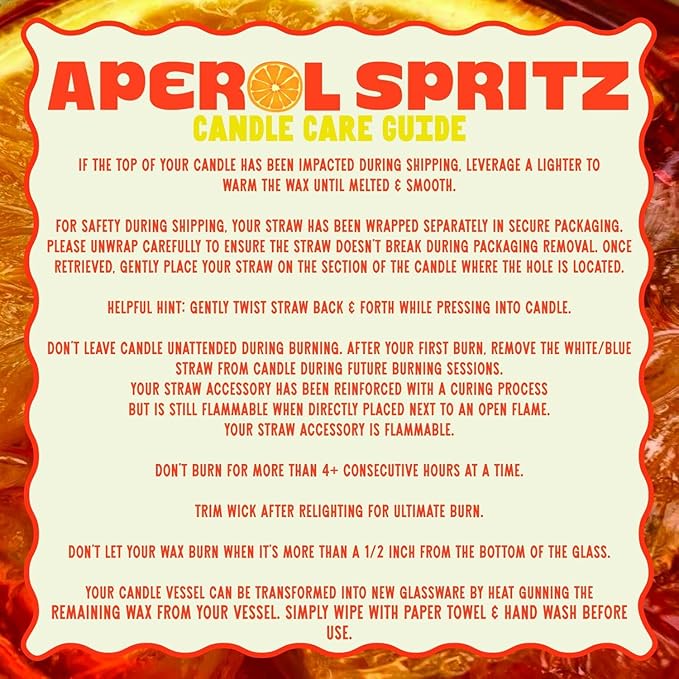 Aperol Spritz Citrus Candle, 140 Hour Long-lasting Burn Handcrafted Decorative Candles for Home Scented, Bar Cart Accessories & Kitchen Decor Orange Candle, Unique Birthday Candles - Bloomnest