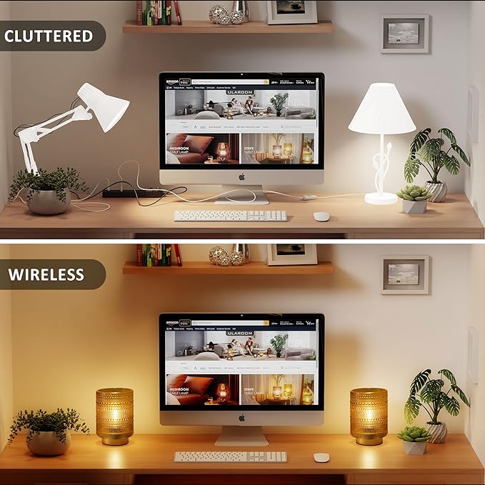 2 Pack Battery Operated Decorative Aesthetic Lamp with Timer for Dorm/Office/Patio/Bedside/,Small Cordless Table Lamps with LED Warm Bulb for Shelf/Coffee Table/Entryway/Mantle/Dresser Decor(Golden) - Bloomnest