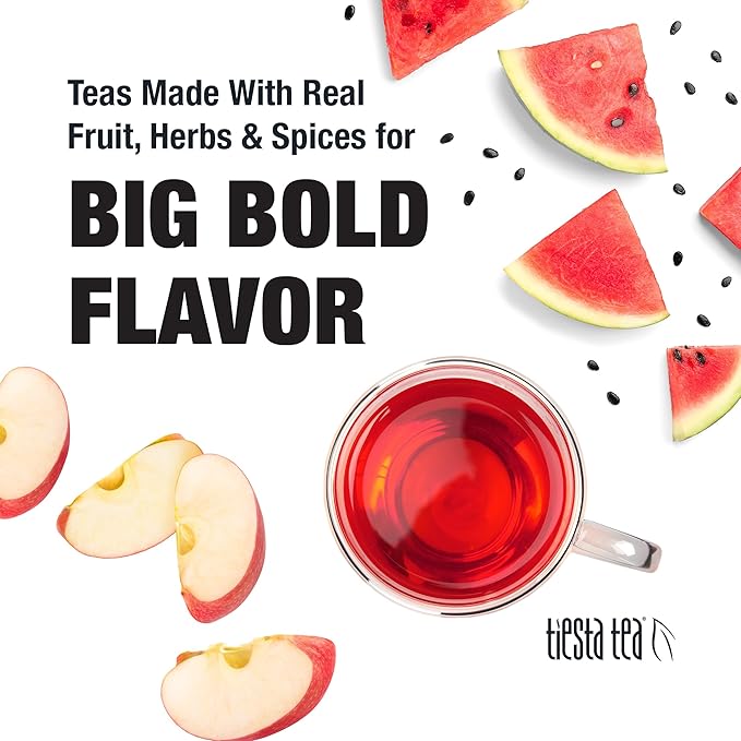 Tiesta Tea - Chunky Watermelon, Loose Leaf, Sweet Watermelon Herbal Tea, Premium Non-Caffeinated Fruit Blend, Makes Hot or Iced & Brews Up to 200 Cups, 16oz Resealable Bulk Pouch - Bloomnest