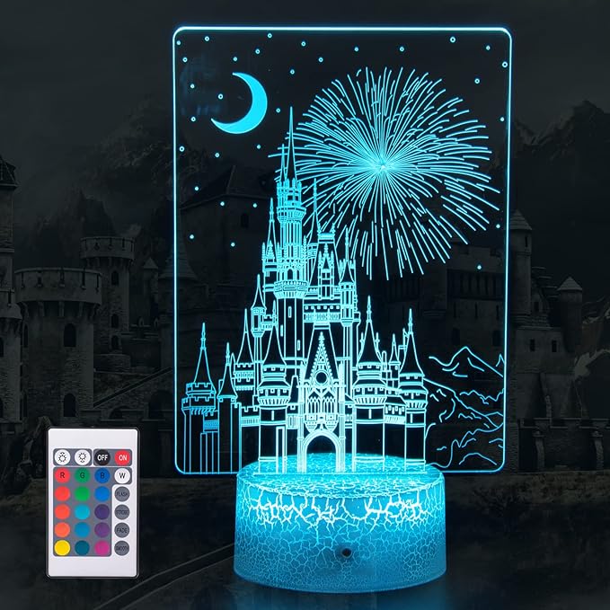 Creative 3D Illusion lamp Castle Night Light with Remote & Smart Touch 7 Colors + 16 Colors Changing Dimmable Castle Kids Night Light 2-12 Year Old Boy or Girl Christmas Brithday Gifts - Bloomnest