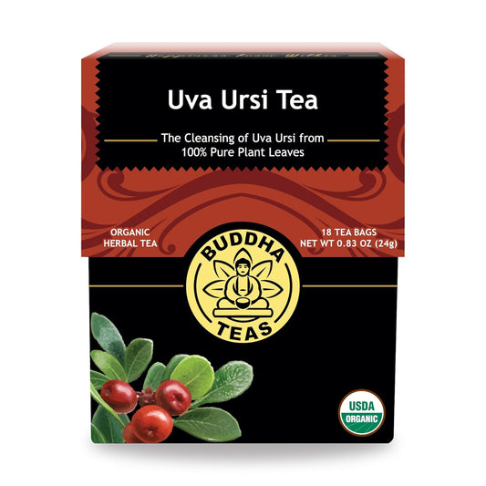 Buddha Teas - Uva Ursi Tea - Herbal Tea - Natural Boost of Vitamins, Minerals, & Antioxidants - Clean Ingredients - Caffeine Free - OU Kosher - Gluten Free - 18 Tea Bags (Pack of 1)