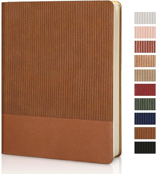 Lined Journal Notebook for Work College Ruled Note Book 7.2"x9.6" B5 PU Leather Daily Journaling 160 Pages for Women Men Writing Home School Supplies Business (Brown) - Bloomnest